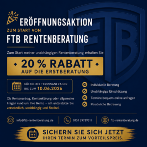 FTB-Rentenberatung startet zum 01.06.2026 mit Rabattaktion